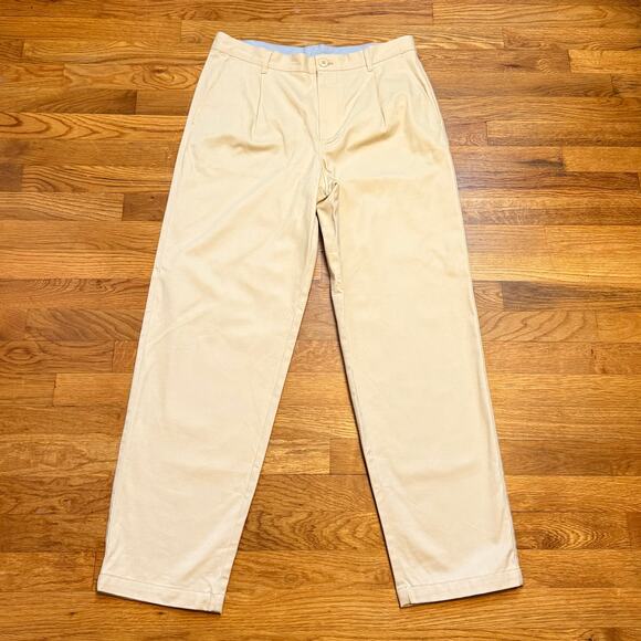 Rowing Blazers Men’s 33 X 32 Cream Tan Trouser Pants Pleated Cotton Office Work - Picture 1 of 8